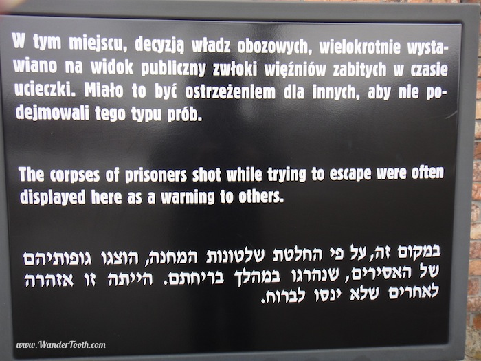 A sign at Auschwitz concentration camp
