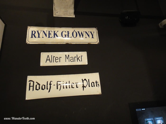 "Signs in the Schindler Factory Museum"