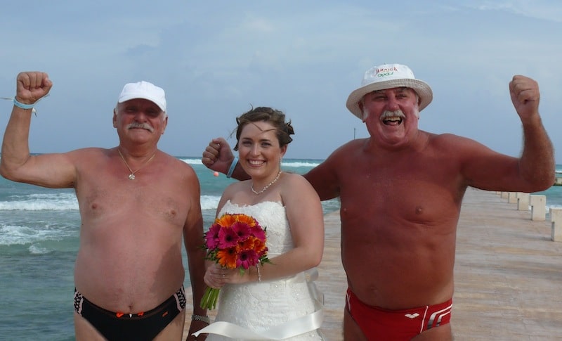 Getting married in Mexico allowed me to fulfill my lifelong dream of being flanked by two mysterious European men in speedos.