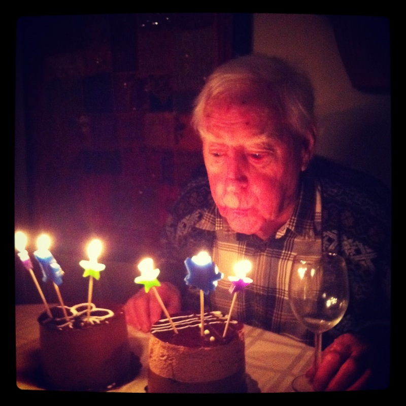 My grandpa, with his 90th birthday cake