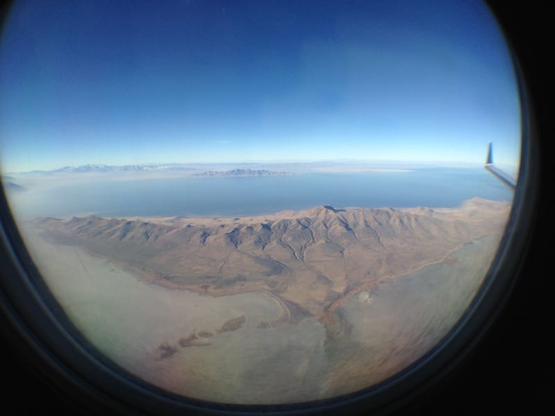 View of Great Salt Lake from an airplane