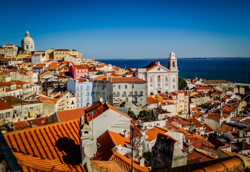 View of buildings in Lisbon Portugal