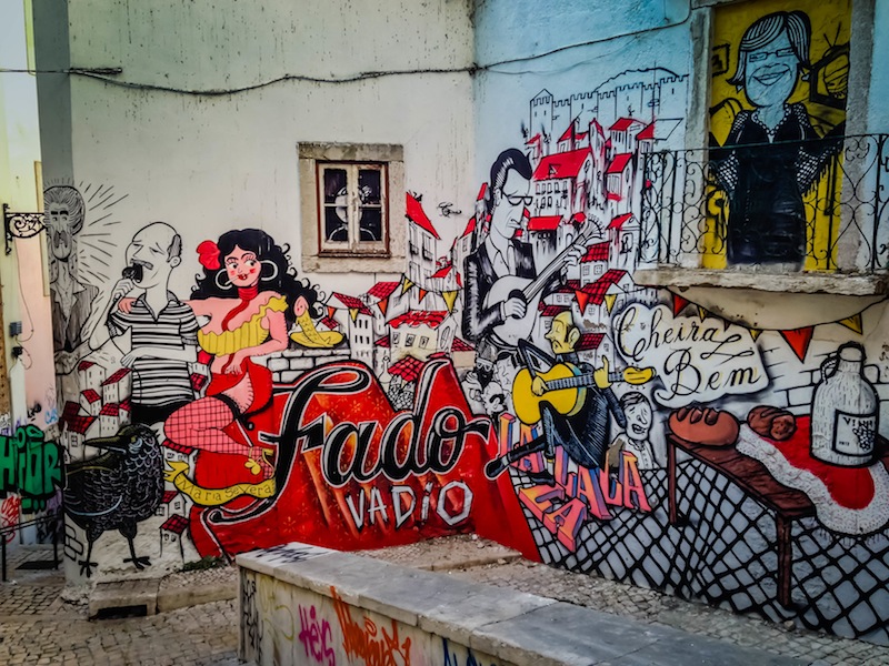 Graffiti in Lisbon Portugal about Fado Music