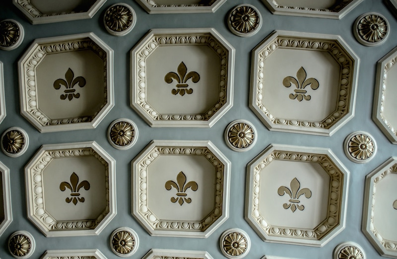 fleur de lis on a gilded ceiling Romanian Athenaeum bucharest