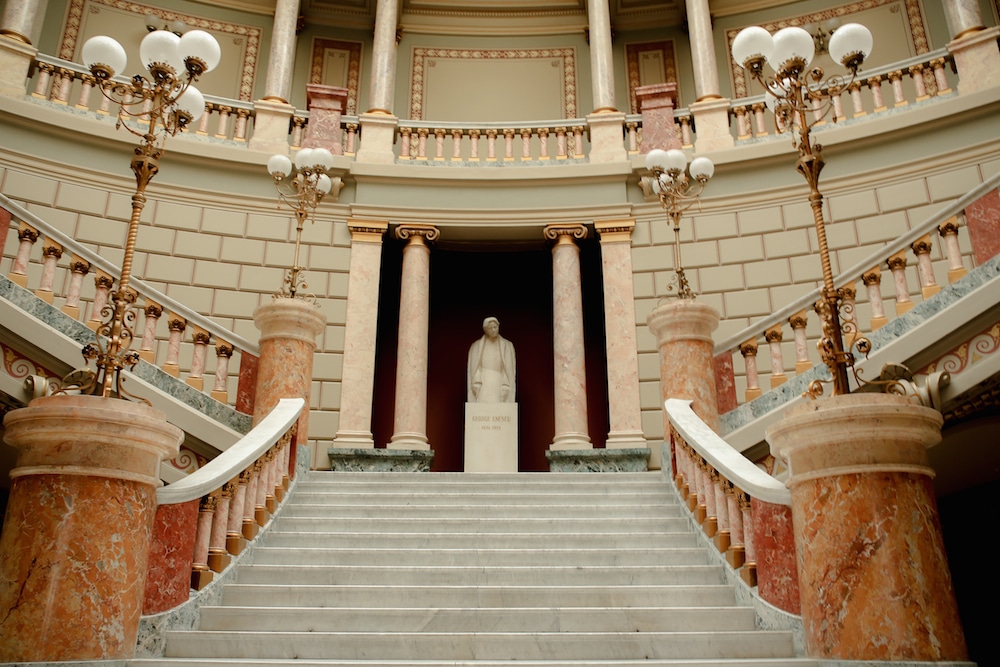 neoclassical staircase Romanian Athenaeum Bucharest