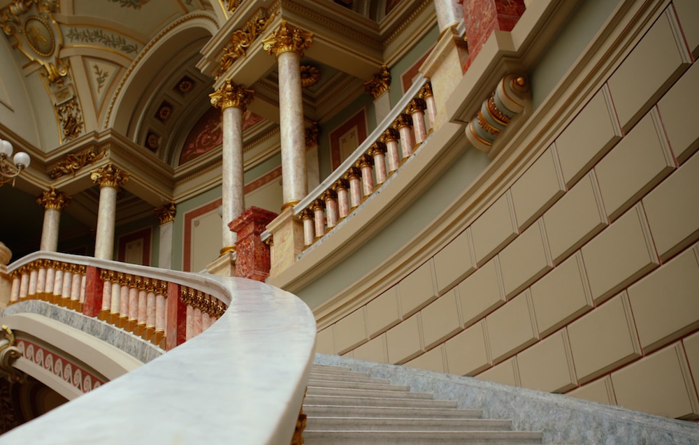 neoclassical staircase Romanian Athenaeum Bucharest