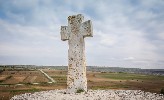 Cross on a hill near Trebujeni, Moldova