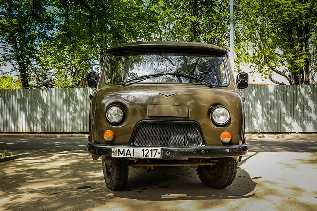 Old military van in Chisinau, Moldova
