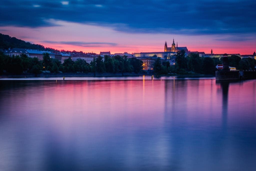 best view of Prague castle at sunset