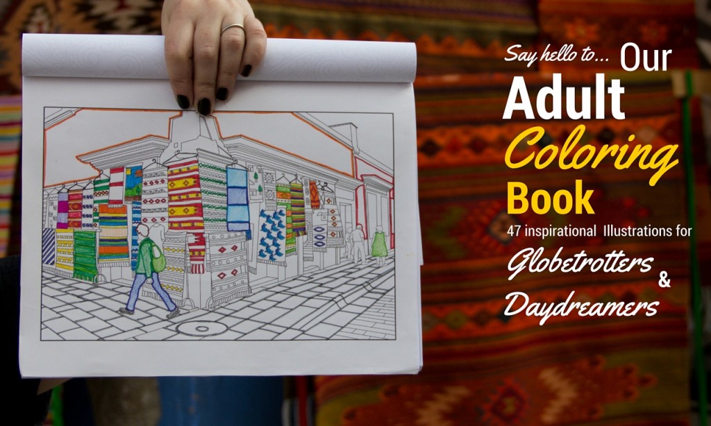 adult coloring book for travelers