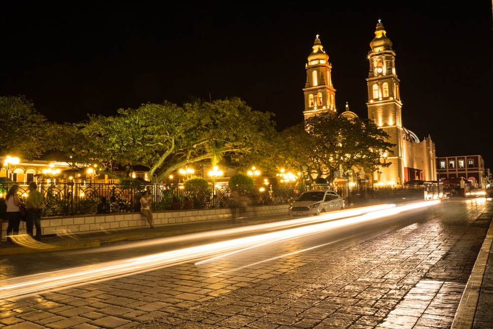 Parque Principal Campeche Mexico Night