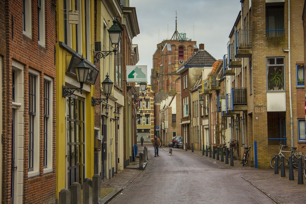 A typical street in Leeuwarden Friesland Netherlands