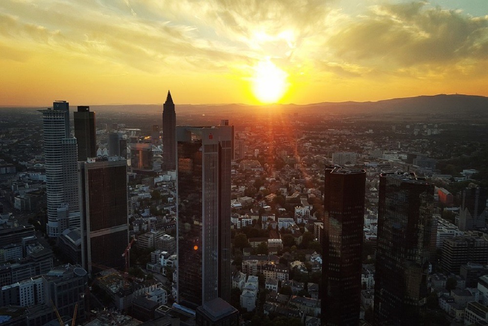 View of Frankfurt at sunset
