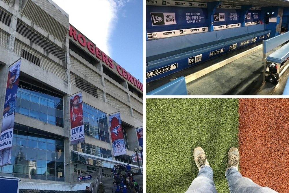 Touring the baseball stadium in Toronto