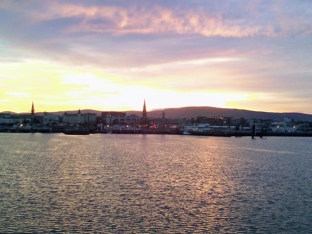 Sunset over the town of Dun Laoghaire