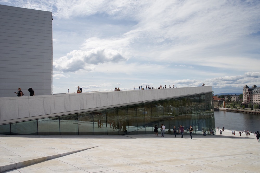 People Walking on Oslo Opera House