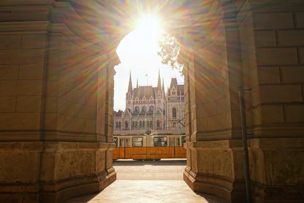 Budapest Parliament Through Archway