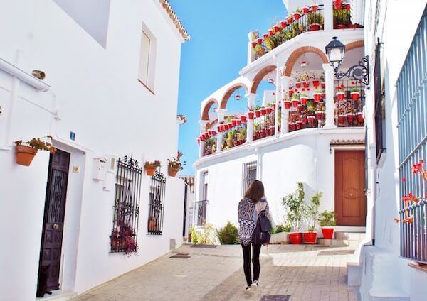 Mijas Spain Street with Back of Woman