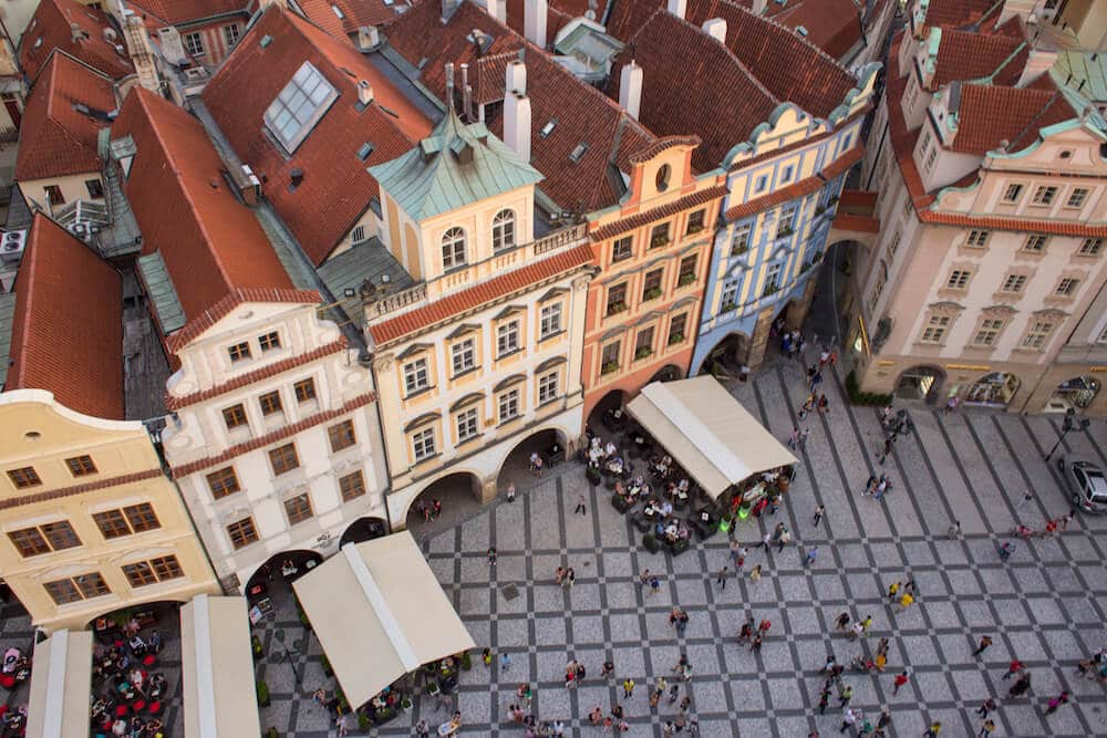 The view from Old Town Hall tower prague in Old Town Square