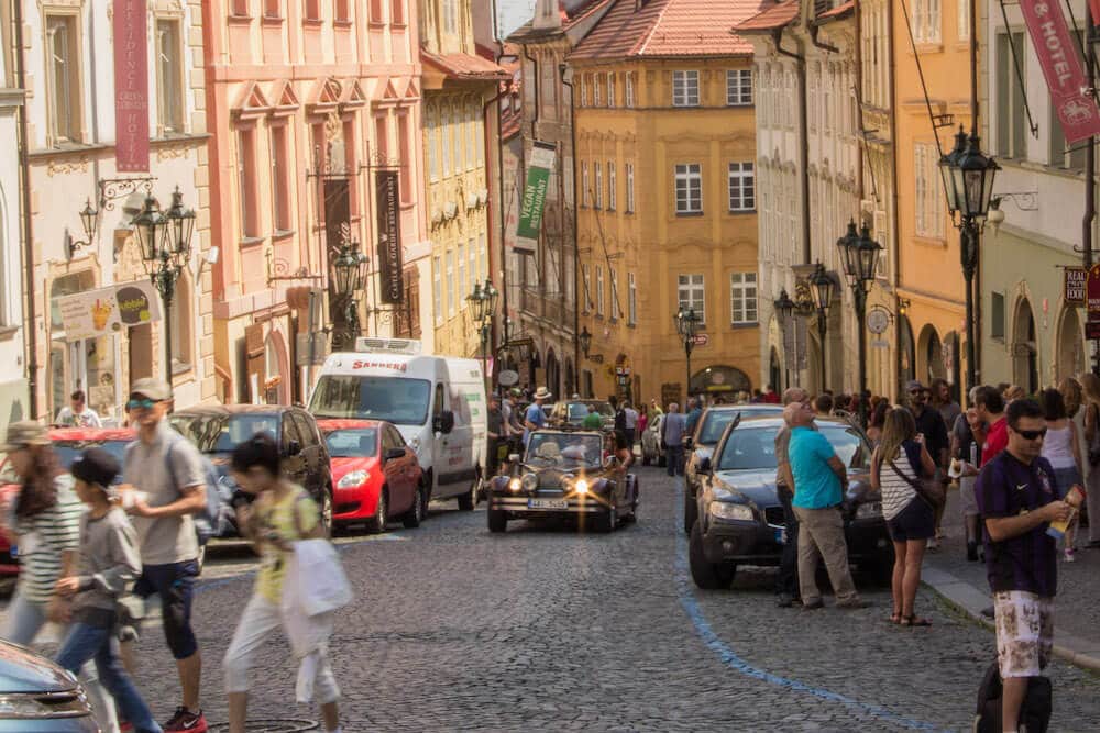 Nerudove Street to the castle in Mala Strana Prague