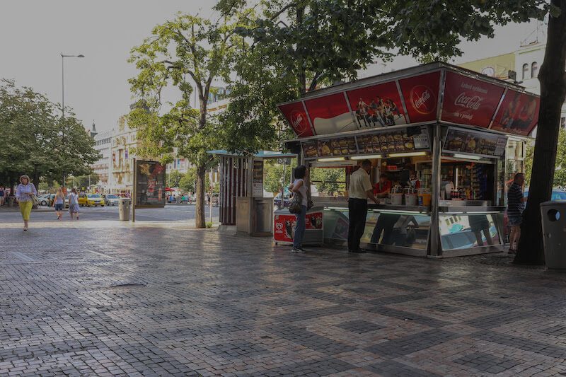 Wenceslas Square Sausage Stand Prague
