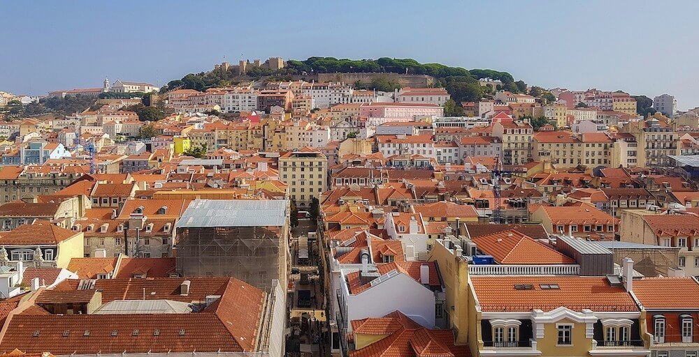 View of Baixa Lisbon and chiado neighborhood lisbon