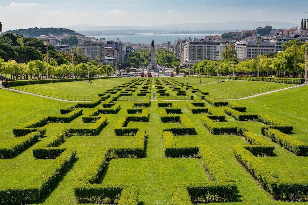 Park at the top of Avenida da Liberdade Lisbon