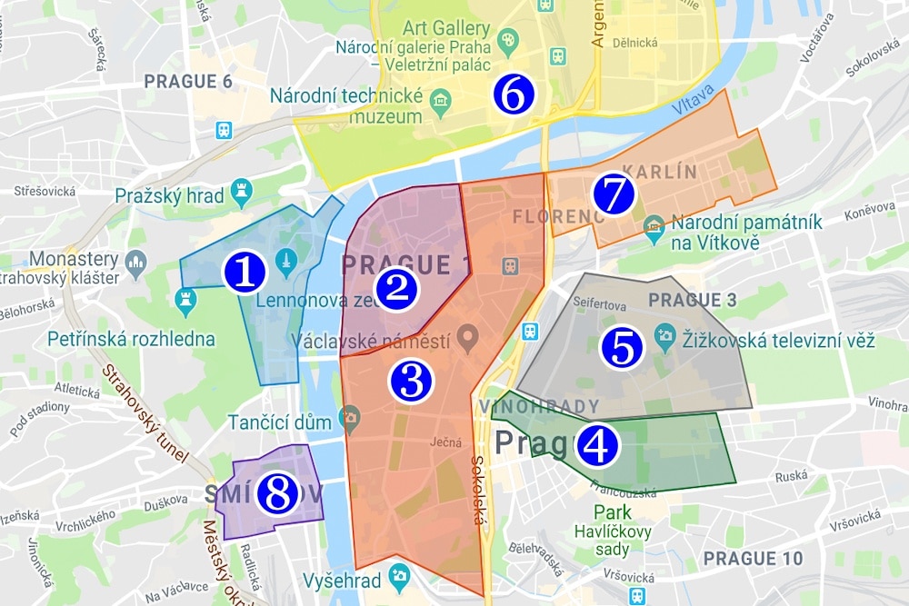 Prague neighborhood map of prague where to stay in prague