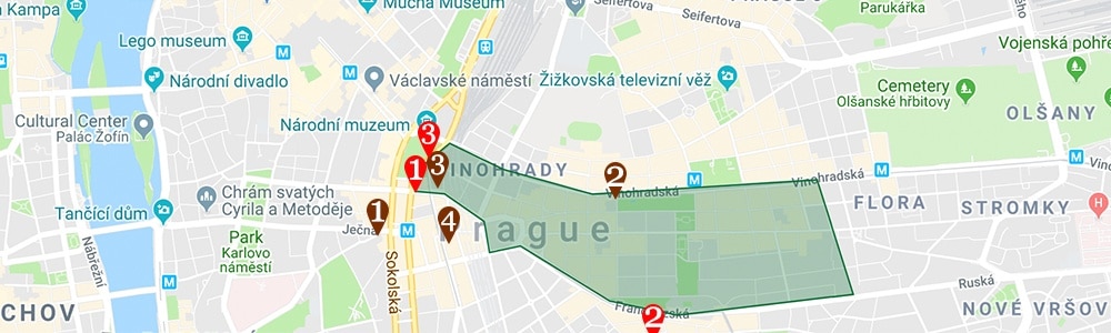 where to stay in prague map prague vinohrady