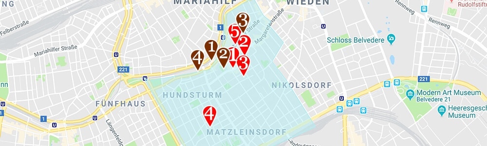 Where to Stay in Vienna neighborhood map Margareten