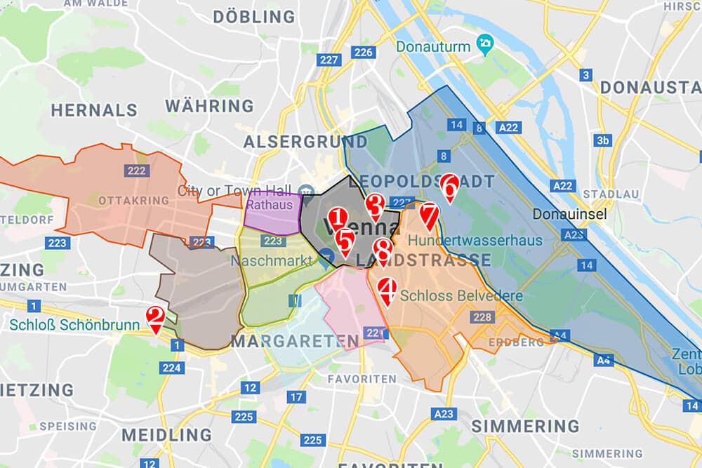 Where to stay in Vienna neighborhood map