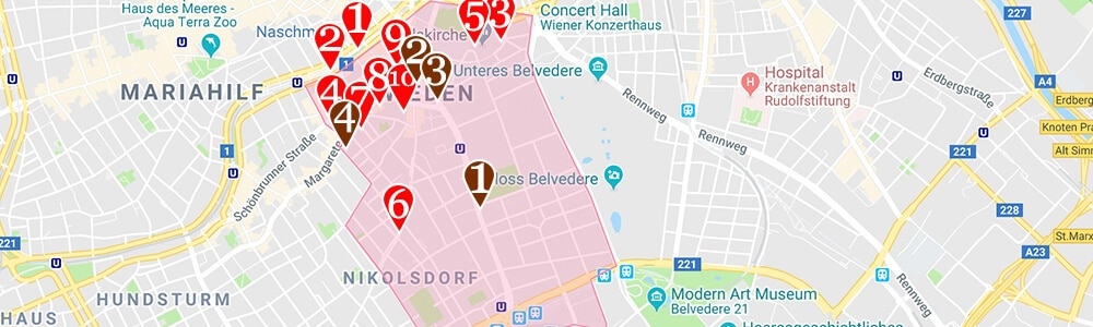 Where to stay in Vienna neighborhood map Wieden