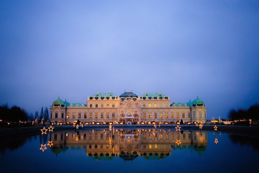 Belvedere Palace Vienna at Night in Vienna Landstrasse District