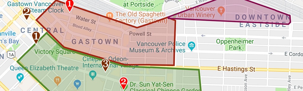 Vancouver neighborhood map gastown and chinatown