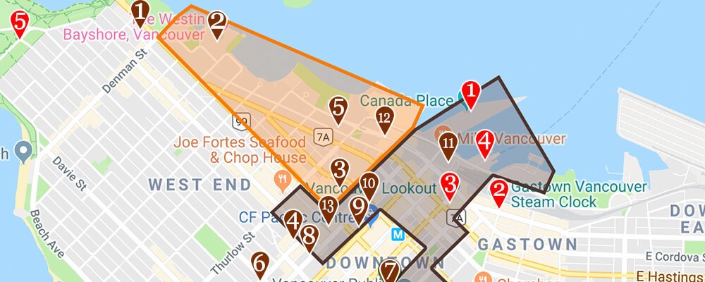 Vancouver neighborhood map waterfront and coal harbour