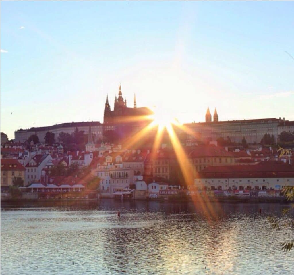 prague castle at sunset