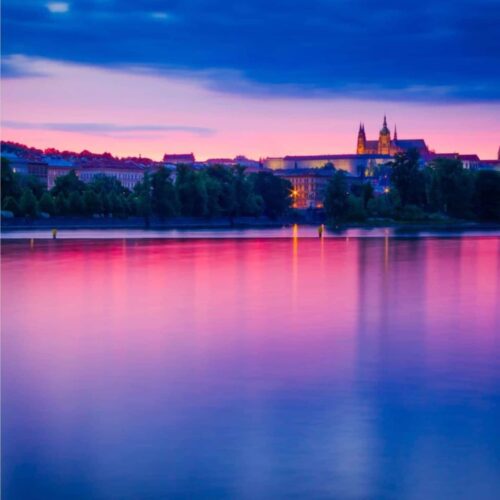 prague castle at sunset