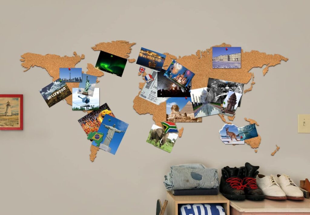 travel around the world put some pictures on the shelf