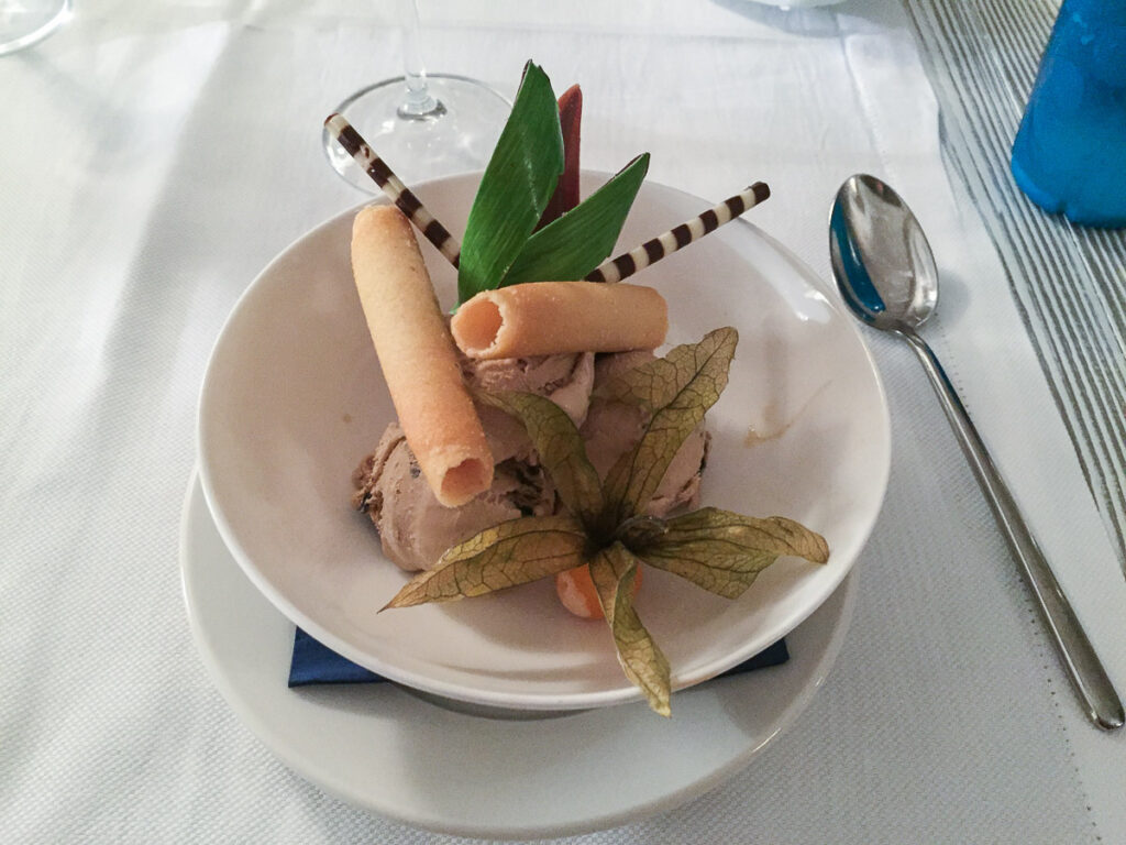 ice cream sundae on the restaurant table