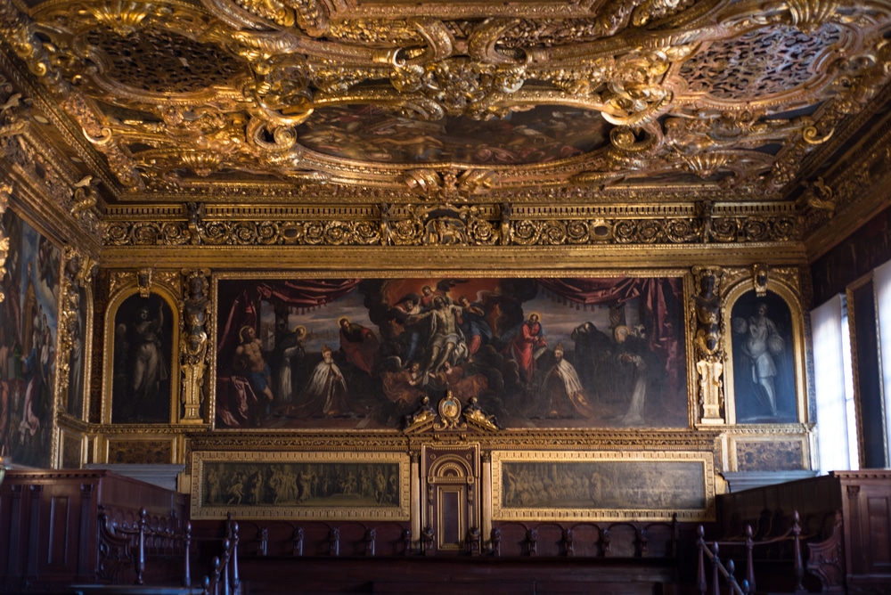 interior of the Doge's Palace in Venice, Italy