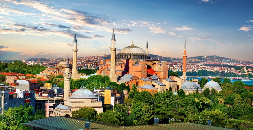 Hagia Sophia in summer Istanbul at sunny day, Turkey