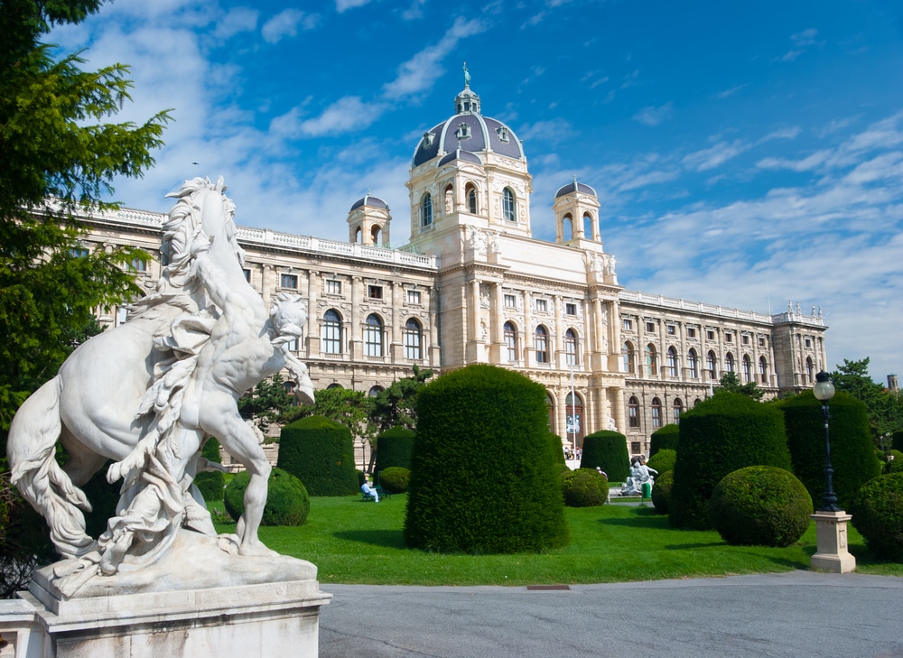 Natural History Museum, Vienna. Sculptures on foreground