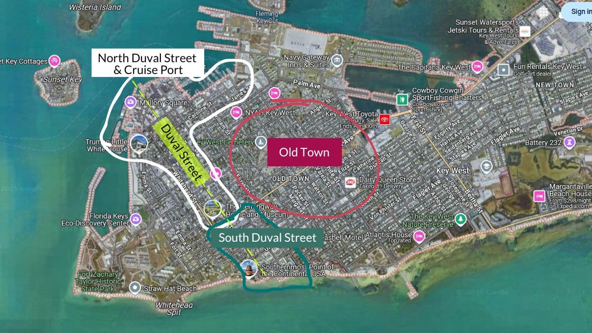 my map of important key west neighborhoods
