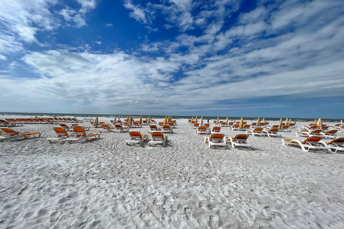 beach chairs set up at the sandpearl in clearwater beach