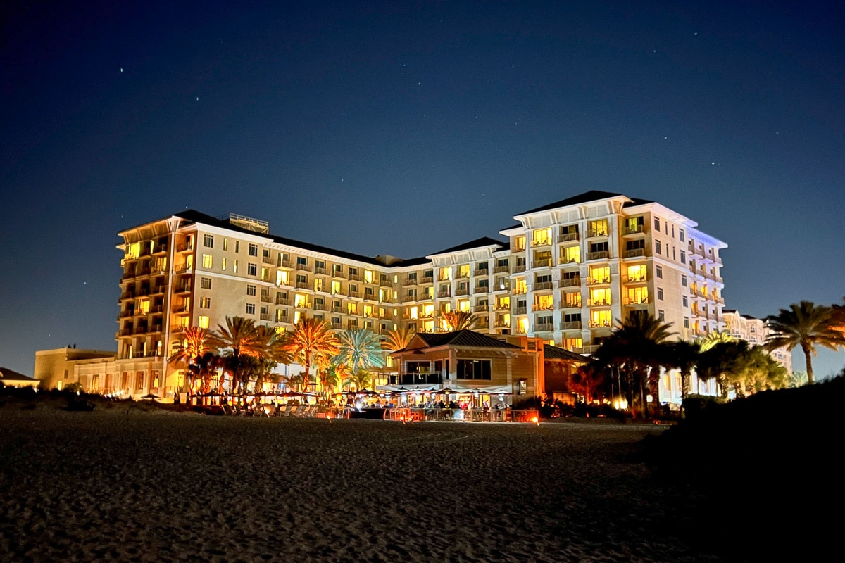 the sandpearl resort at night