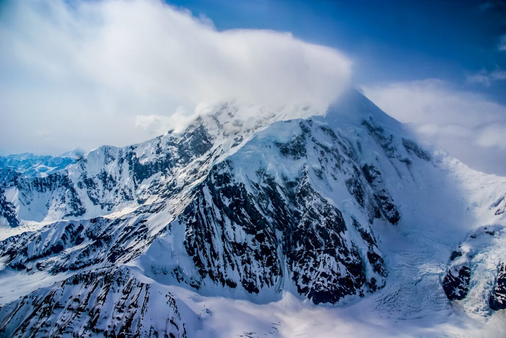 snow covered mountain range in Denali national park