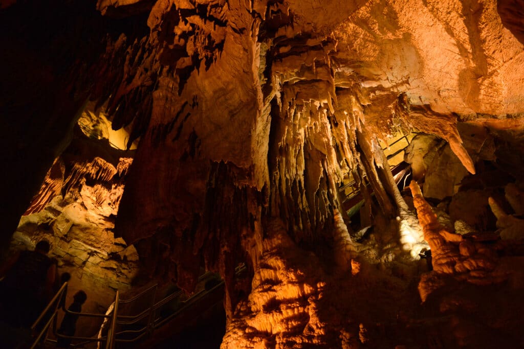 illuminated interior of mammoth cave national park