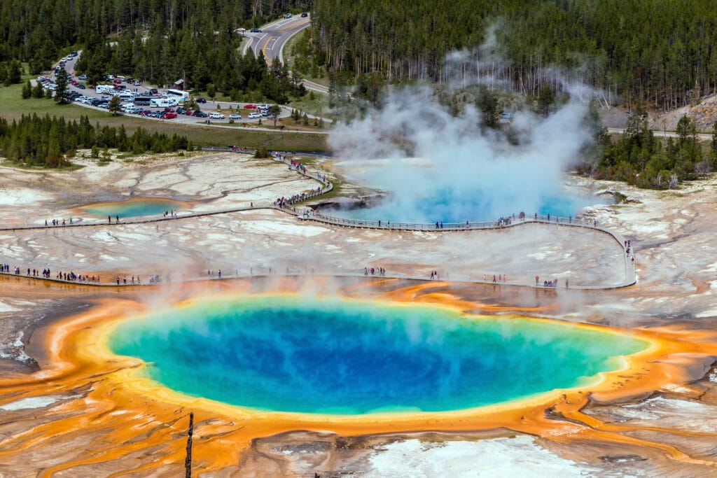 large colorful sulphur caldera in Yellowstone national park