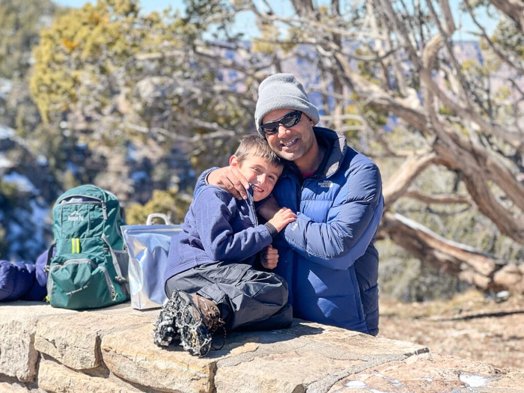 father and son at Grandview Point in Grand Canyon