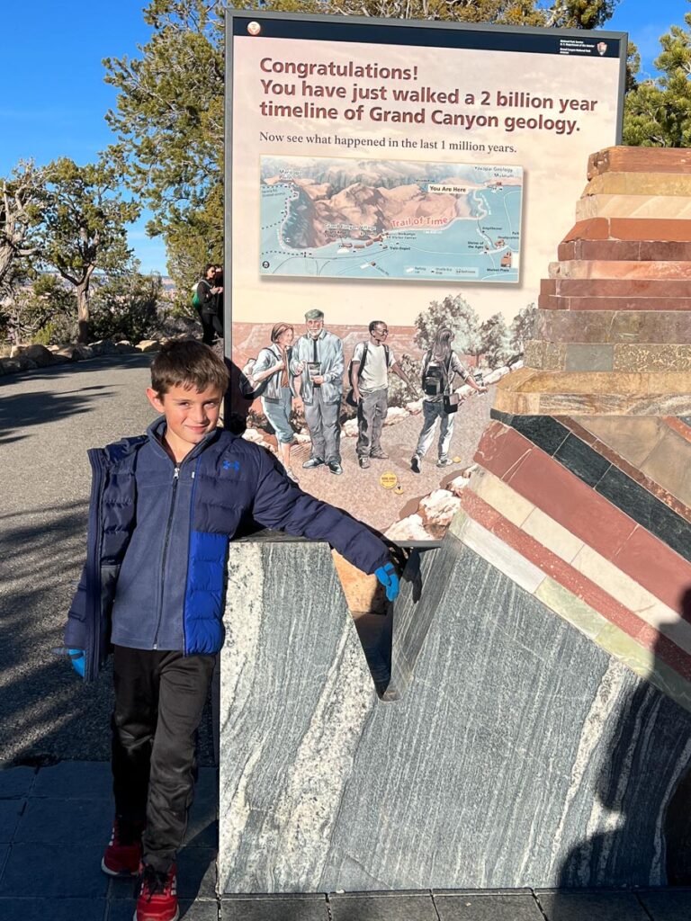 an exhibit on the Trail of Time on the Rim Trail at Grand Canyon